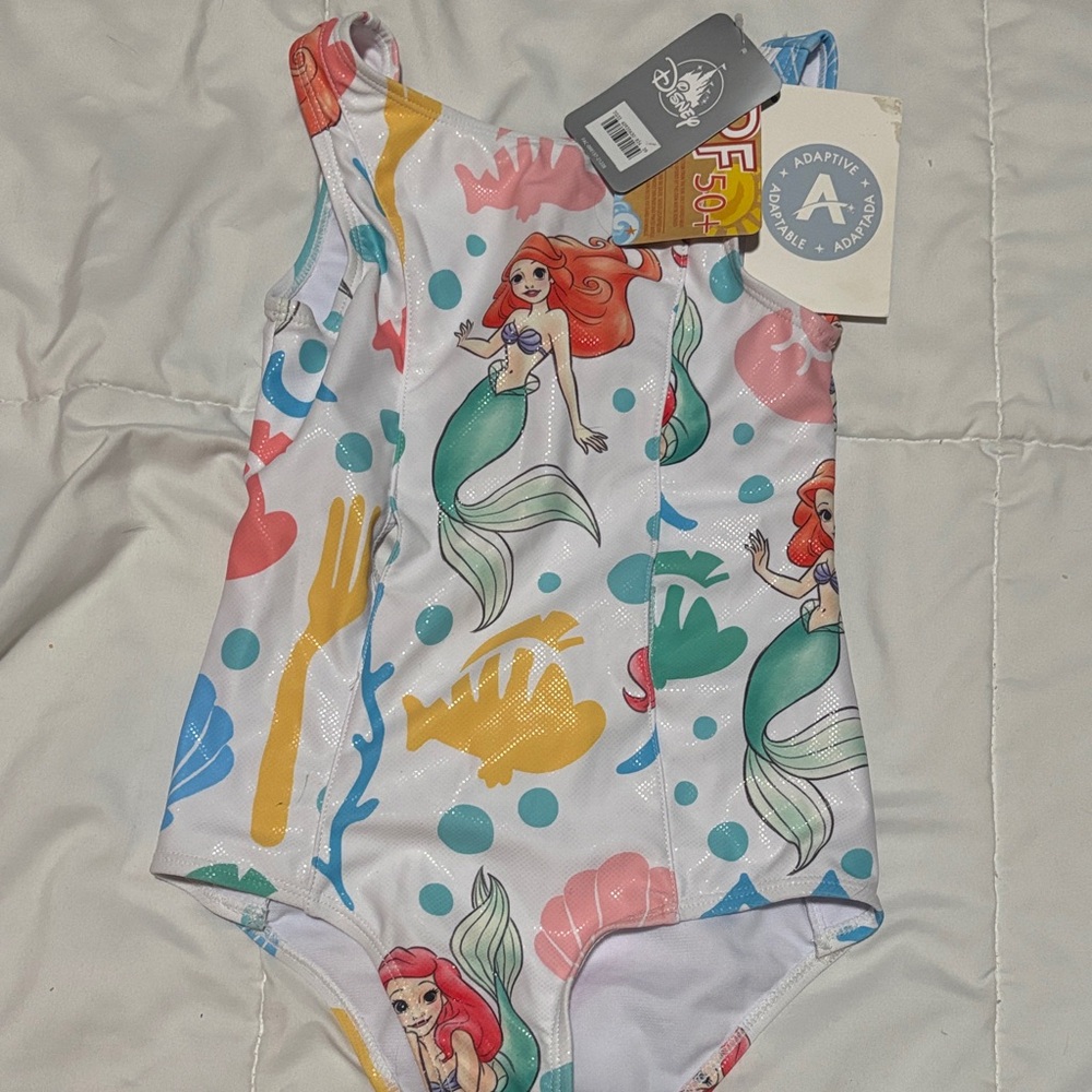 Disneys Mermaid adaptive One Piece - White, Red, Green, Blue